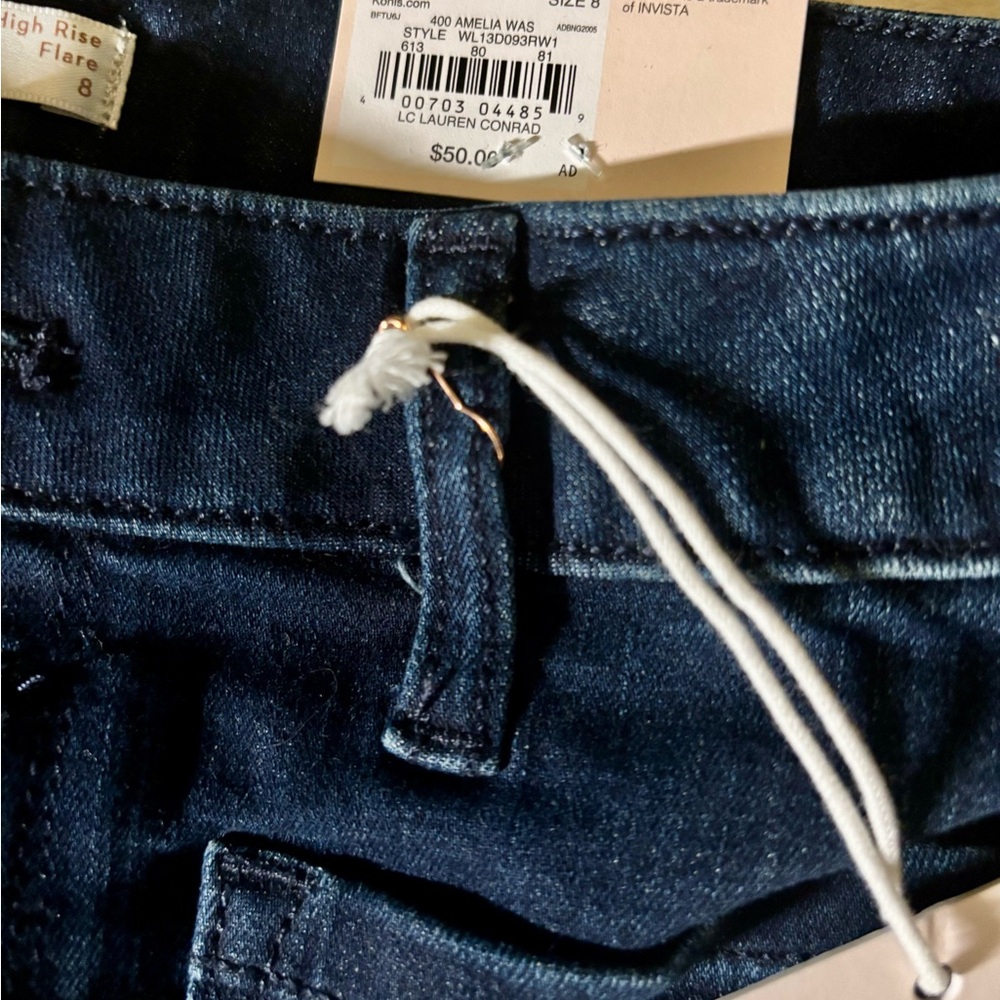 LC Lauren Conrad feel good jeans super High Rise flare Blue Jeans ( Button Fly) - Picture 3 of 4